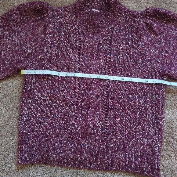 Rebecca Taylor Tweed Mockneck Pullover in Bordeaux Wool Alpaca Size Small - Picture 5 of 10